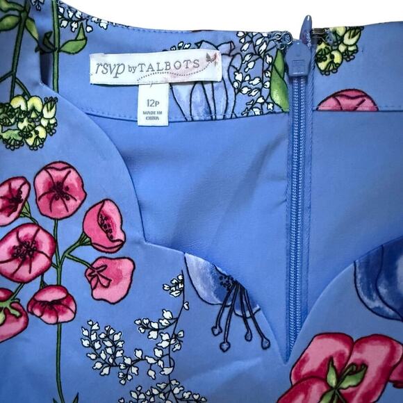 RSVP By Talbots Fit & Flare Blue Floral Cottagecore Dress w/ Scallop Neck Line - Picture 11 of 11
